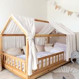 LILIMAUS Lit cabane baldaquin - baldaquin pour lit cabane - 67,5 x 270 cm - mousseline Coton - blanc