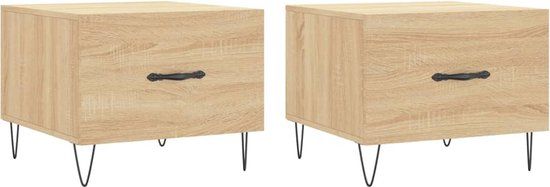 vidaXL Salontafels 2 stuks 50x50x40 cm bewerkt hout sonoma eikenkleurig