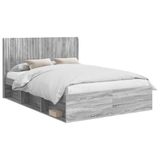 vidaXL Bedframe met opbergruimte en hoofdbord 2 st Bewerkt hout