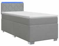 vidaXL Boxspringbed met matras en LED-verlichting, lichtgrijs, éénpersoons, stoffen bekleding