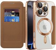 Techsuit Hoesje geschikt voor Apple iPhone 16 Pro - SmartMag Book Wallet Case - Geschikt voor MagSafe - Bruin