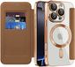 Techsuit Hoesje geschikt voor Apple iPhone 16 Pro - SmartMag Book Wallet Case - Geschikt voor MagSafe - Bruin