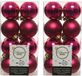 Decoris kleine kerstballen - 64x st - bessen roze - 4 cm - kunststof