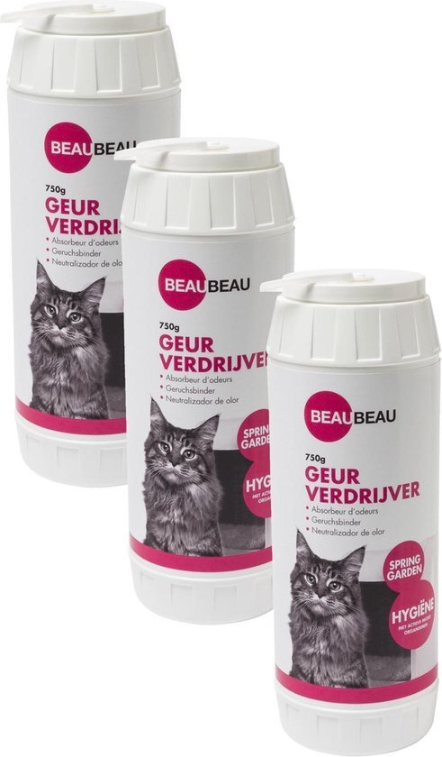 BEAU BEAU Beaubeau Kattenbak Geurverdrijver - Kattenbakreinigingsmiddelen - 3 x 750 g Spring Garden