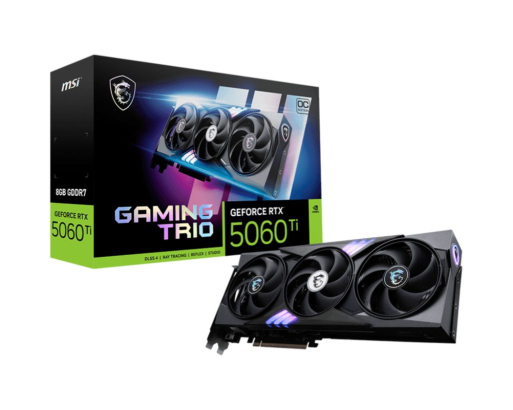 MSI GeForce RTX 5060 Ti 8G GAMING TRIO OC - Videokaart - 8GB - GDDR7 - PCIe 5.0 - 1x HDMI 2.1b - 3x DisplayPort 2.1a