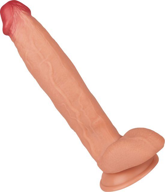 EIS, Massive natuurlijke dildo van siliconen, 31,5 cm, naturel, met zuigvoet