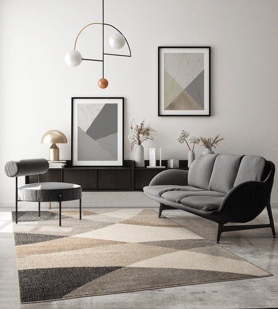 the carpet Pearl Tapijt, modern, laagpolig, voor woonkamer, slaapkamer, contour, geometrisch patroon, golfpatroon, beige, 200 x 280 cm