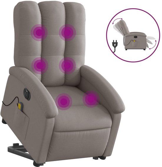 VidaXL Sta-op-massagestoel elektrisch verstelbaar stof taupe