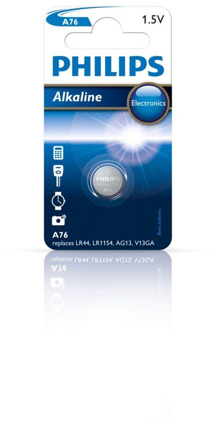 Philips A76/01B knoopcel alkaline - blister 1