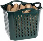 Storage Solutions Haardblokken houtblokken opberg mand / box - mand - 40 x 40 x 32 cm - kunststof - groen