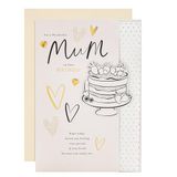 Hallmark Verjaardagskaart voor mama, goudfolie, harten, taartontwerp met oprecht vers