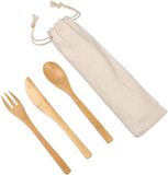 Non-branded 10x bamboo cutlery set fork/knife/spoon - brown