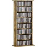 Pangivo Étagère de rangement pour CD et DVD avec 6 tablettes ajustables 8 compartiments marron 58x24x126 cm
