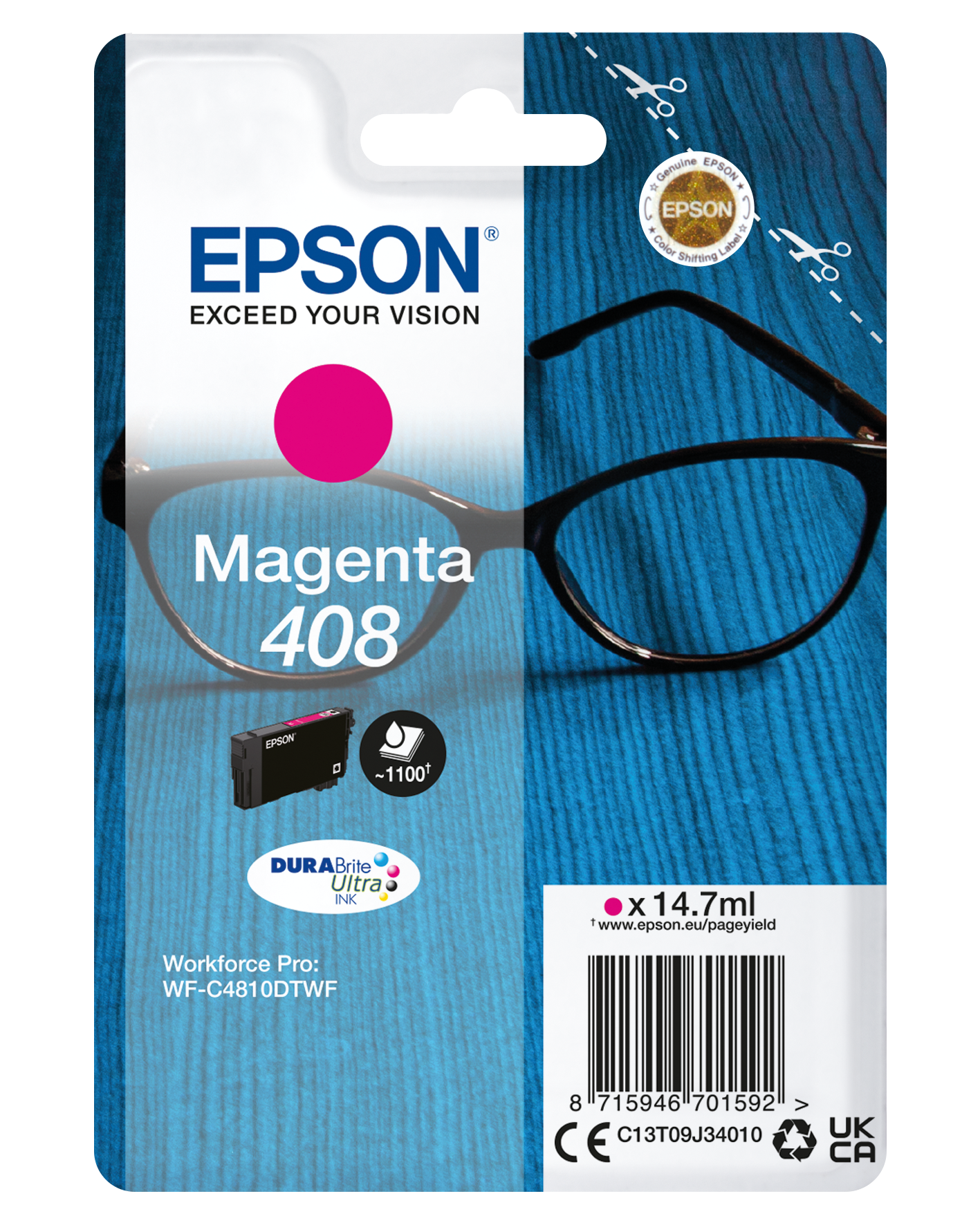 Epson Singlepack Magenta 408 DURABrite Ultra Ink single pack / magenta