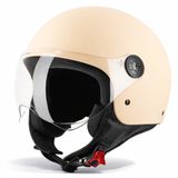 VINZ Helmets VINZ Duoro Scooterhelm voor Vrouwen - Motorhelm Dames - Jethelm met Vizier - ECE 22.06 Gekeurd - Mat Creme - M