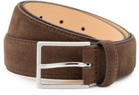 DTCH.FIT Suède heren riem Bobby – donkerbruin - 3,5cm breed - Pantalon & Jeans riem - Nikkelvrije gesp - Riemmaat: 105 cm (Lengte riem: 120 cm)