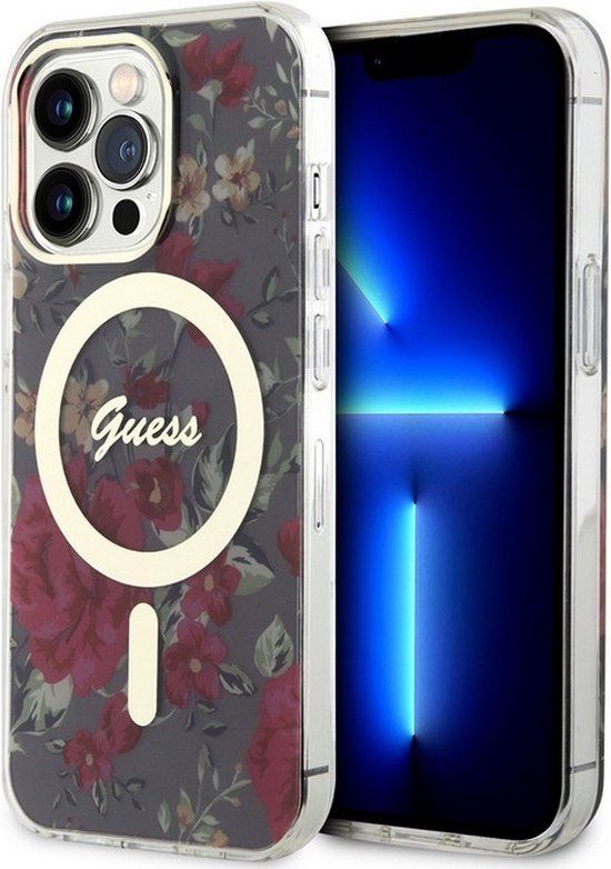 Guess Flower Back Case for Apple iPhone 14 Pro - Khaki