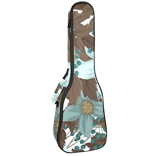 Mersov Tenor Ukulele Gigbag Waterdichte Ukelele Case Gewatteerde Rugzak, Geweldig voor Sopraan Concert (21/23/24") Mint Groen Bloemen