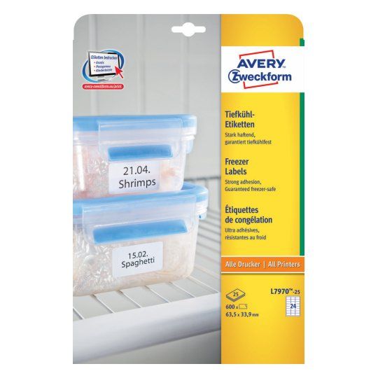 Avery L7970-25 - Etiketten - Afgeronde rechthoek - Wit - 600 stuks
