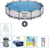 Bestway Steel Pro MAX Zwembad Rond - 366 x 76 cm - Grijs - Compleet pakket