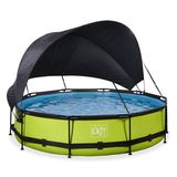 EXIT Lime Piscine Ronde ø360x76cm avec Pare-soleil et Pompe de Filtration - Vert