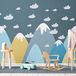 Ambiance-Sticker Muursticker voor kinderen, reuzendecoratie, Scandinavische bergen voor kinderkamer, 55 x 95 cm, 1 stuk
