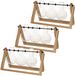 Esschert Design Stekvaasjes in houder - 3x stuks - hout - met 3 glazen vaasjes - 26 x 7 x 15 cm - stekstation