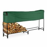 Relaxdays Brandhoutrek met hoes - Zwart/Groen - Staal - 122 x 250 x 30 cm