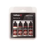 Vallejo Game Color Acrylverfset, zwart, 4 kleuren, matte afwerking, in 18 ml flessen, met pipet voor fantasy-figuren en Wargames