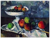 ArtPlaza Cezanne Paul Still Life with Fruit Bowl decoratief bord, hout, meerkleurig, 80 x 60 cm