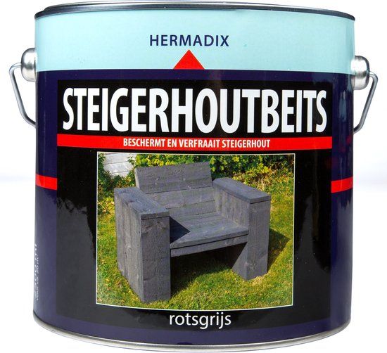 Hermadix Steigerhoutbeits - 2,5 liter - Rots Grijs - Mat - Voor buiten