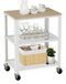 Relaxdays Keukenwagen, 3 niveaus, houtlook, metaal, rolwagen, huishouden & kantoor, 77,5x60x40 cm, lichtbruin-wit