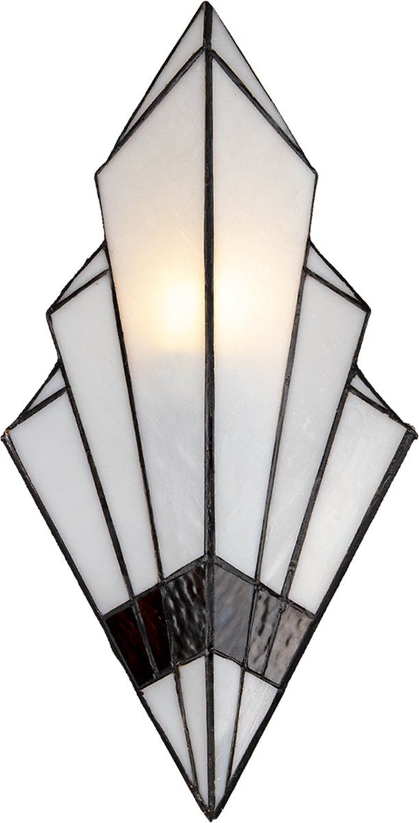 Lumilamp Tiffany Wandlamp - Wit - Glas - 23x13x43 cm - E27