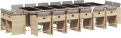 vidaXL 17-delige Tuinset met Kussens, Poly Rattan, Gemengd Beige