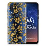 B2Ctelecom Motorola One Vision | Flexibel TPU Case | Gouden Bloemen