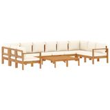 VidaXL 4-delige Loungeset met Kussens, Massief Acaciahout, Crème, Wit