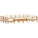 VidaXL 4-delige Loungeset met Kussens, Massief Acaciahout, Crème, Wit