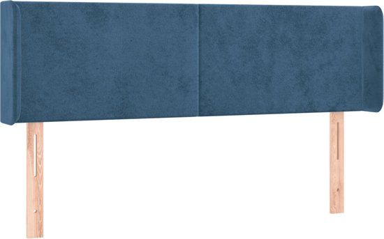 vidaXL Hoofdbord met randen 147x16x78/88 cm fluweel donkerblauw