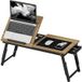 Table de lit table pour ordinateur portable réglable en hauteur avec tiroir pliable pour canapé bureau lit chêne
