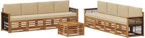 vidaXL - Ensemble de salon - 8 places assises - Naturel et beige - Acacia bois