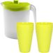 Hega Hogar 8x gobelets en plastique 430 ML avec pichet 2.5 litre transparent/vert