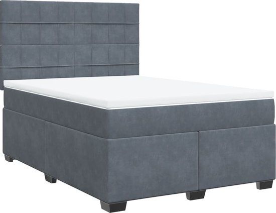 vidaXL Boxspring bed met matras fluweel donkergrijs 160x200 cm