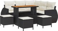 vidaXL Banc de jardin 9 pièces noir polyrattan