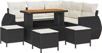 vidaXL Banc de jardin 9 pièces noir polyrattan