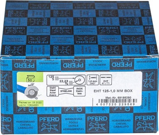 PFERD 69198290 Doorslijpschijf recht 125 mm 22.23 mm 1.0 mm - 50 stuks