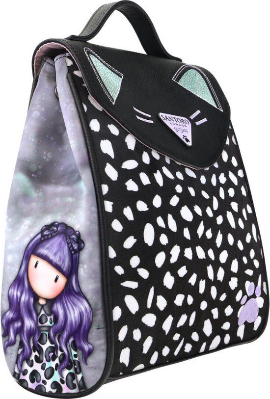 Gorjuss Smitten Kitten Rugtas - Zwart/Wit - 8L - Polyester - Unisex