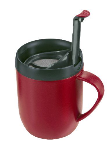 Zyliss Hot Mug Cafetière - Red - Insulated Travel Coffee Mug with Lid - Dishwasher Safe