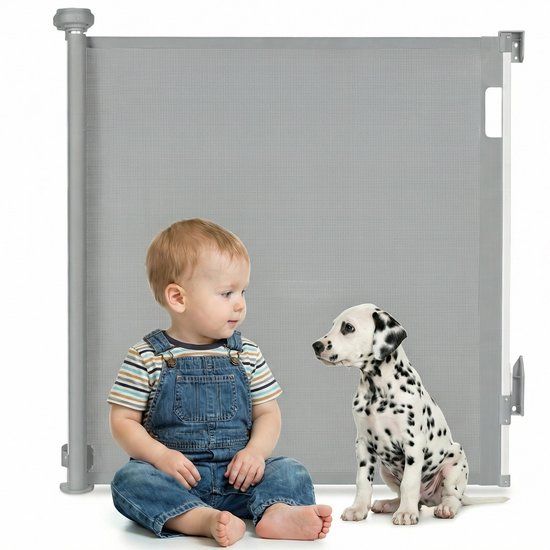 Lionelo Thea Oprolbaar Traphekje tot 140 cm – Geen Drempel – Dubbele Vergrendeling – UV-bestendig – Indicator voor Vergrendeling – 3 Montageclips – Veiligheidshekje voor Kind & Huisdier – Voor Binnen & Buiten – EN 1930:2011