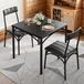Ensemble de salle à manger, 3 pièces - Petite table à manger pour 2 personnes - Table carrée en MDF - 2 chaises rembourrées - Cadre en rotin - Noir