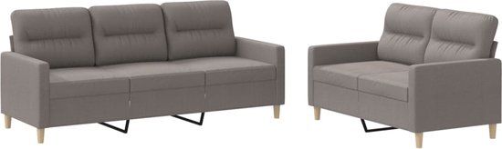 vidaXL 2-delige Loungeset met kussens stof taupe
